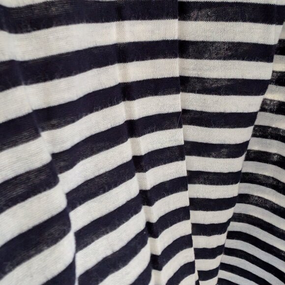 Anthropologie Meadow Rue Navy Blue Striped w/ Lace Overlay Tunic Tank Top Size M - Picture 6 of 8